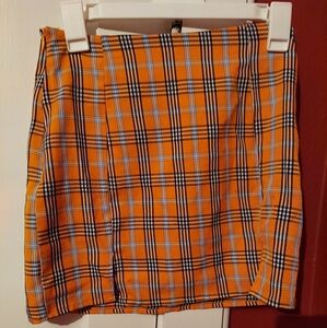 Orange plaid skirt